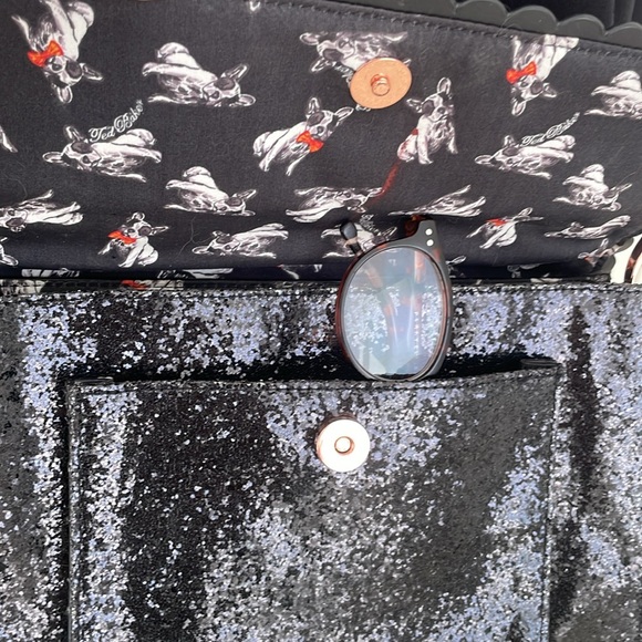 TED BAKER BLACK GLITTER SATCHEL - Picture 5 of 9